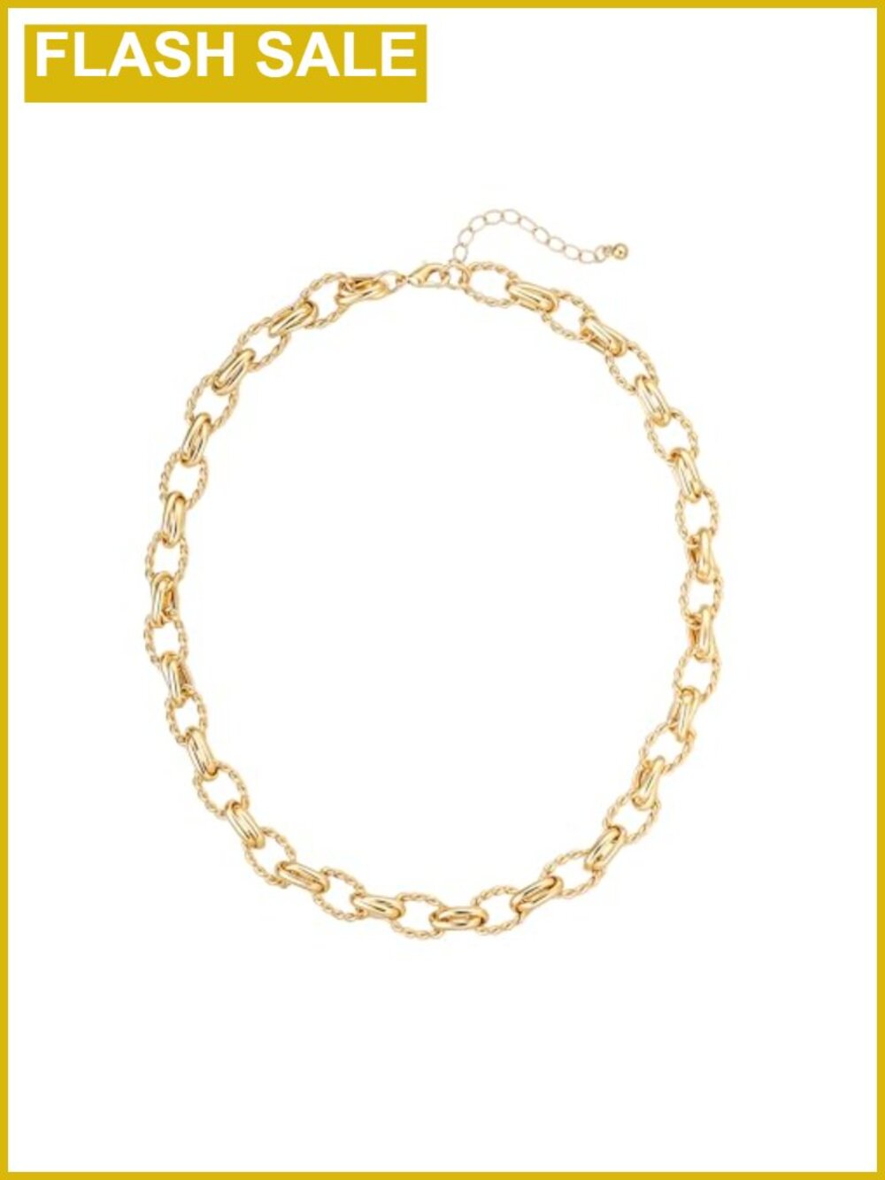 Gold Plated Twisted Rope Oval Chain Necklace